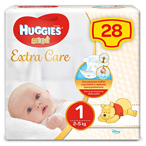 Huggies Bebè Extra Care Pannolini, Taglia 1 (2-5 kg), 1 Pacco da 28 Pezzi
