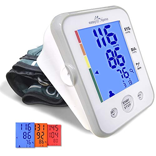 Misuratore di Pressione da Braccio Digitale Easy@Home (Large Cuff, 22-42cm) Digital braccio Blood Pressure Monitor (BP Monitor), Grande Schermo LCD, Mode 2 utente