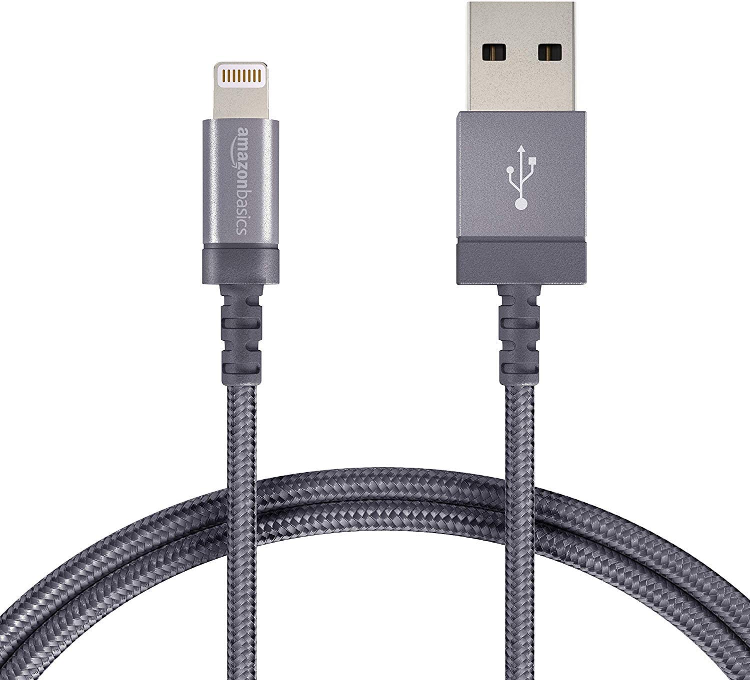 AmazonBasics - Cavo USB-Lightning con guaina in nylon intrecciato, certificato Apple, 1,8 m, grigio scuro