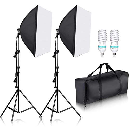 Neewer 700W 60x60cm Softbox con E27 Presa Elettrica Kit di Illuminazione per Ritratto da Studio Fotografico, Fotografia di Prodotti e Ripresa di Video