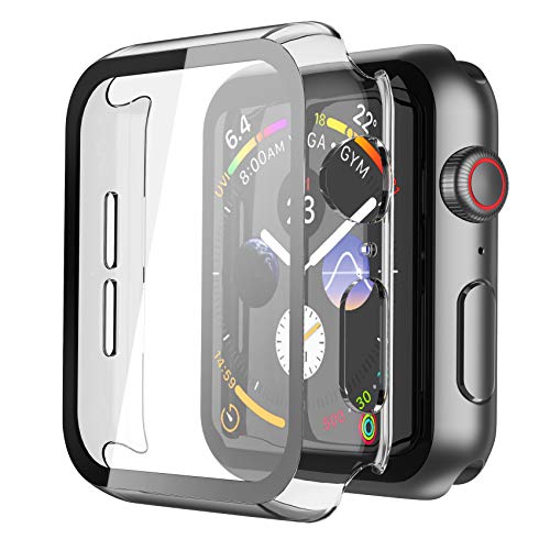 Misxi [2 Pezzi] Trasparente Cover Apple Watch Series 6 / SE/Serie 5 / Series 4 con Vetro Temperato 40mm, Custodia Rigida iWatch Protezione Totale Ultra Sottile HD Clear Pellicola Protettiva