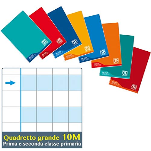 5 maxi quaderni one color didattico per disgrafia A4 Quadretti 10 mm 1 cm per scuole 1-2 elementare
