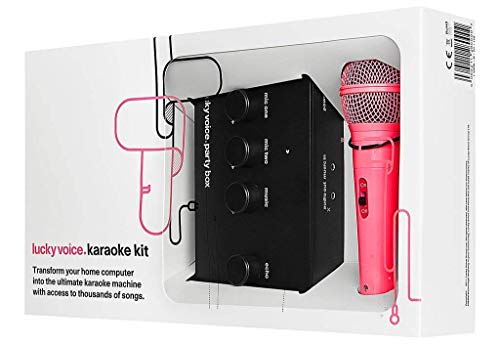 Lucky Voice Macchina Karaoke – Impianto karaoke casalingo con microfono per far cantare adulti e bambini - Compatibile con dispositivi Mac, PC, iOS e Android - Oltre 9000 canzoni - Microfono rosa