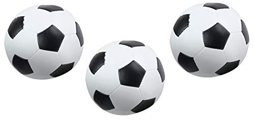 Lena 62162 - Set di 3 palle da calcio morbide, 3 palline morbide, colore: Bianco/Nero 10 cm, palloni da calcio morbidi per interni ed esterni, palline da gioco morbide per bambini a partire da 12 m.