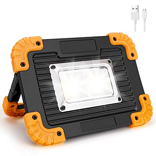 Coquimbo Faro Luce LED Portatile, 10W 750LM LED Lampada da Lavoro Ricaricabile Impermeabile, 4 Modalità Regolabili Lampada da Campeggio di Emergenza for Riparazione, Escursionismo etc (1 PACK)