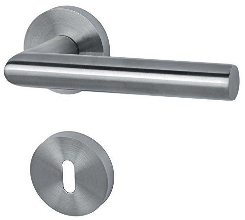 Alpertec - Moskau-II, Maniglia con rosetta in acciaio inox satinato, per porte delle camere, 38 mm, diametro del foro: 1 cm