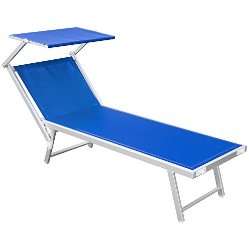 Q.bo Lettino stabilimento pieghevole mare spiaggia leggero 190x61cm blu Rimini T 05102