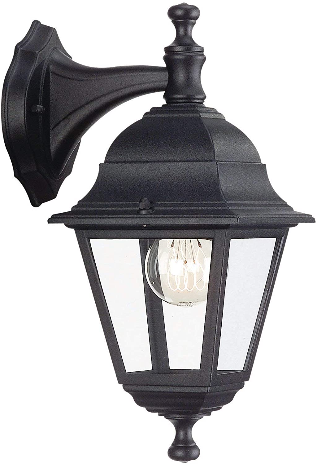 Philips Massive Lanterna da Esterno Lima, Alluminio e Vetro, Attacco E27, IP44, Nero, Lampadina Esclusa