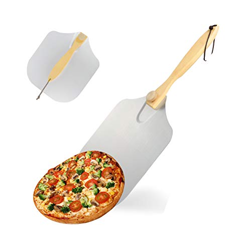 KATELUO Pala per Pizza, Tradizionale Pala per Pizza, Pala per Pizza in Alluminio, Pala per Pizza con Manico in Legno, Pala per Pizza per Cuocere Pizza/Pane/BBQ
