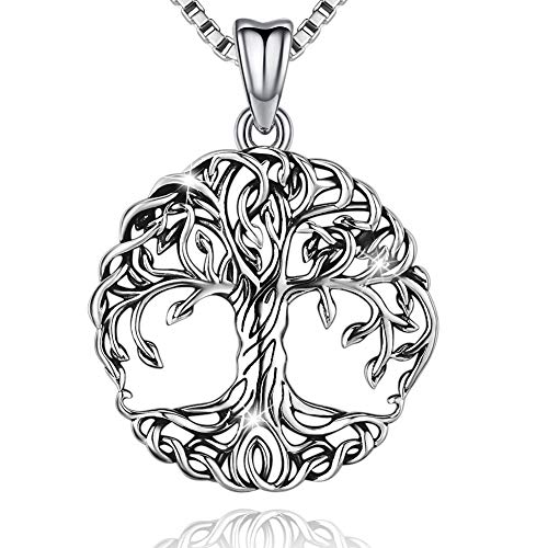 Friggem Delicato albero della vita Collana e pendente in argento sterling per donna e uomo