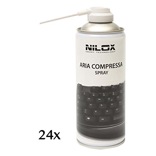 Nilox NXA02061 Bomboletta Spray Aria Compressa per Pulizia Computer, Tastiere e Accessori, 24 Pezzi