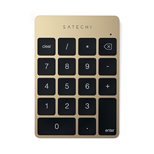 Satechi - Estensione Tastiera Numerico in alluminio, Ricaricabile, con 18 tasti, Bluetooth, Oro