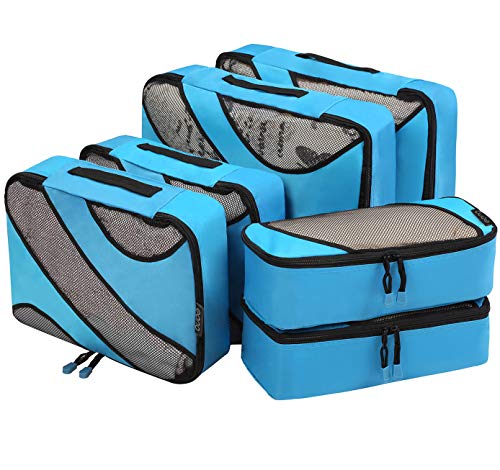 Eono by Amazon - Set di 6 Organizer per Valigie Organizzatori da Viaggio Sistema di Cubo di Viaggio Cubo Borse di Stoccaggio Luggage Packing Organizers Travel Packing Cubes, Blu
