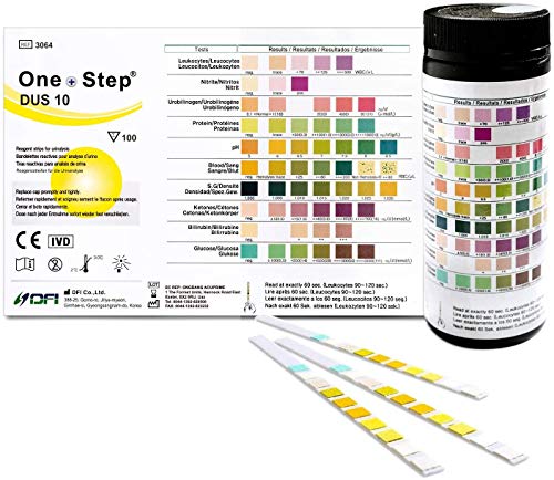 One+Step Esame di controllo con 10 parametri: 100 strisce reattive per urinalisi