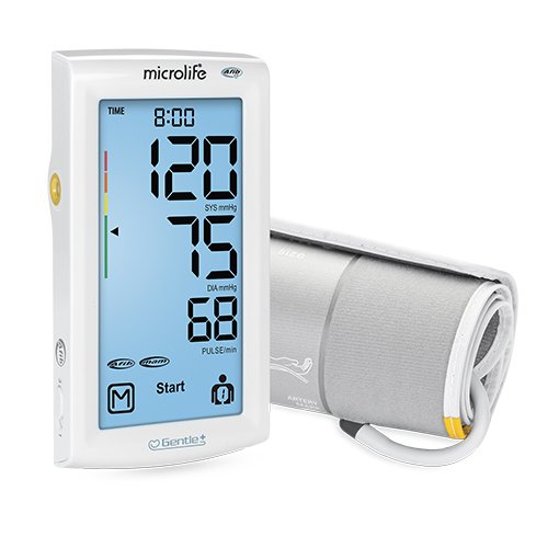 Tensiometre Braccio Microlife BP A7 Touch con rilevamento della fibrillazione atriale e schermo touch, bianco