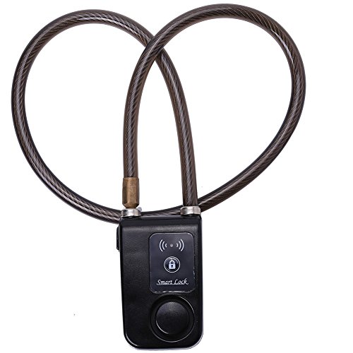 VGEBY Blocco Impermeabile Allarme Antifurto 105dB della Serratura per Bici di Smart Bluetooth per Smartphone iOS/Android (Colore : Nero) lucchetto con allarme bici bluetooth