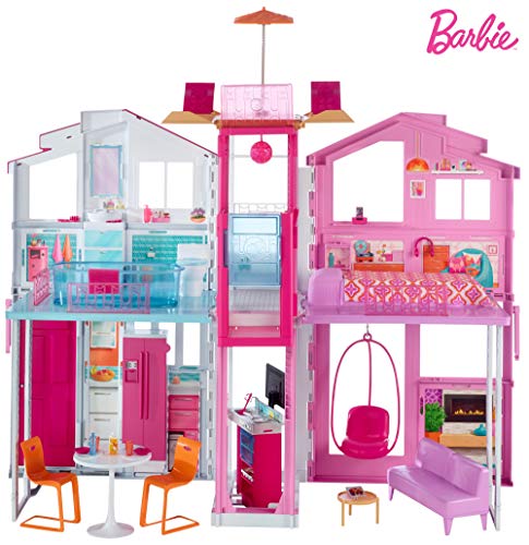 Barbie-la Casa di Malibu per Bambole con Accessori e Colori Vivaci, Giocattolo per Bambini 3+ Anni, 18 x 41 x 74.5 cm, DLY32
