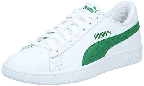Puma Puma Smash v2 L Scarpe da Ginnastica Basse Unisex - Adulto, Bianco (Puma White-Amazon Green), 40 EU (6.5 UK)