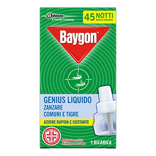 Baygon Genius Liquido Ricarica, Anizanzare Tigre e Comune, Efficacia Rapida e Costante, Contiene 1 Pezzo