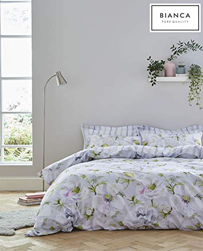 Bianca - Set copripiumino per letto king size, motivo: papaveri, colore: Bianco/Verde
