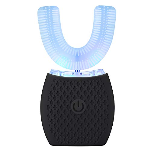 Aggiorna spazzolino ad ultrasuoni, spazzolino da denti elettrico automatico per adulti Spazzolino da denti automatico ricaricabile aggiornato Spazzolino da denti sbiancante Ricarica wireless (Black)