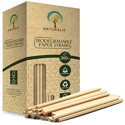 Naturalik -300 cannucce di carta biodegradabili senza tintura di alta qualità
