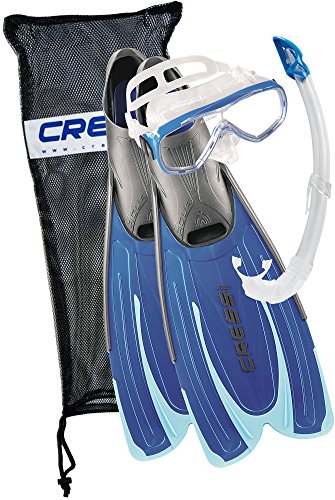 Cressi Bag, Set Pinne Agua, Maschera Onda e Aeratore Mexico Unisex, Blu, 43/44