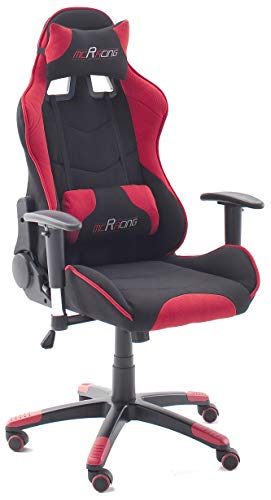 MC Racing 1 Poltrona Direzionale, Sedia Gaming, Sedia da ufficio, Tela, Nero/Rosso, 62491SR3, altezza regolabile