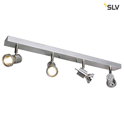 SLV Asto II 147444 - Lampada spot da parete o da soffitto, in alluminio spazzolato, altezza 10 cm, GU10 230 Volt max. 75W