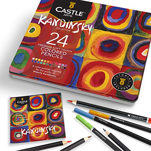 Castle Arts, set di 24 matite colorate Ispirato da Kandinsky... Colorazione perfetta, schizzi, set matite da disegno
