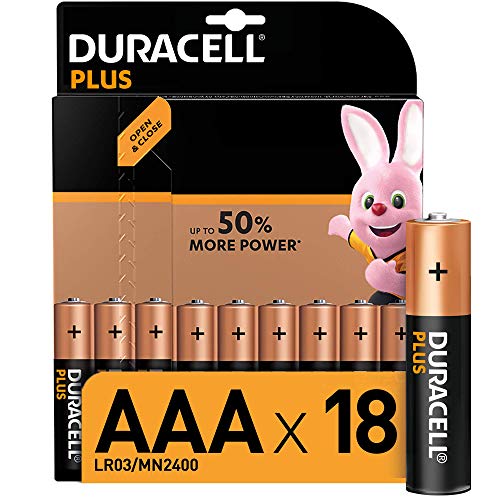 Duracell - Plus AAA, Batterie Ministilo Alcaline, confezione da 18 ad apertura semplificata, 1.5 volt LR03 MN2400