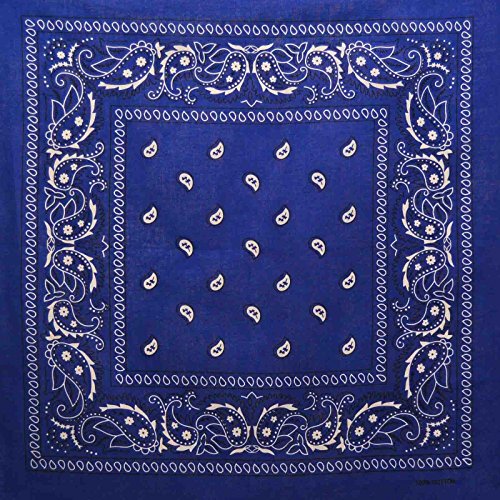 TC Accessories-Sciarpa/bandana in cotone, colore: Blu reale, bianco, motivo cachemire, colore: Royal Blue