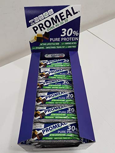 Volchem, 24 Barrette, Promeal Zone 40-30-30, Barretta Proteica, Barretta Dieta a Zona, Proteine, 50 Gr, Gusto Cocco