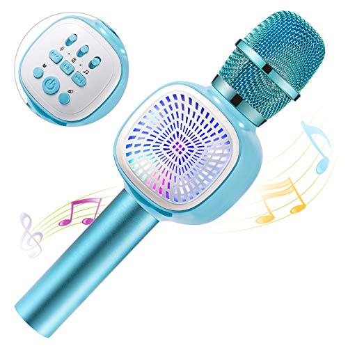 Microfono Karaoke Bluetooth, ERAY Microfono Karaoke per bambini iOS/Android/PC/iPad / 1800 mAh/scheda TF, Cantare/Riproduzione musica/Registrazione vocale/Interruttore vocale, Blu