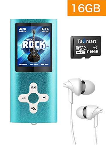 Tabmart Metal Hi-Fi Capacità Di 16GB Lettore MP3 Musicale Portatile Lettore MP4 Ad Alta Risoluzione Con 1,8 Pollici Schermo MP3 Lettore Multifunzione 10 Ore Di Riproduzione Continua, Blu