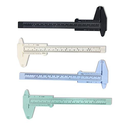 OFKPO 4Pcs 150mm Plastica Calibro a Corsoio, Combinazione a Quattro Pezzi (Bianco, Blu, Verde, Nero)