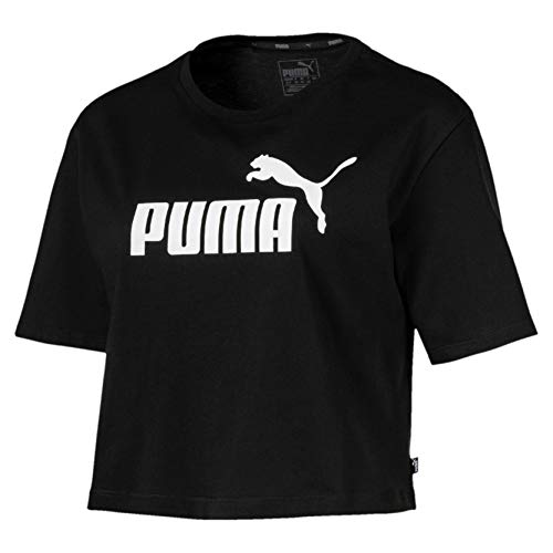 PUMA Ess+ Cropped Logo, Maglietta Donna, Nero (Cotton Black), XS
