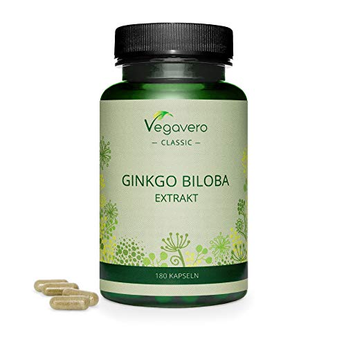 GINKGO BILOBA Vegavero® | 6000 mg | con 24% di Glucosidi Flavonoidi e 6% di Terpenoidi | 180 capsule | Vegan
