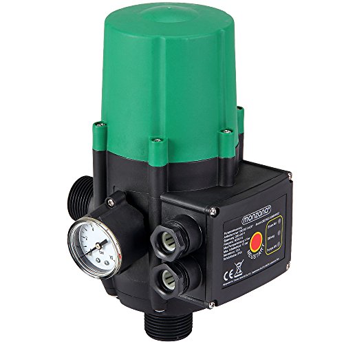 Monzana® Pompa pressione dell’acqua con indicatore di pressione (Bar) - interruttore – con o senza cavo – 10 Bar – controlla la pressione dell’acqua - Interrutore automatico