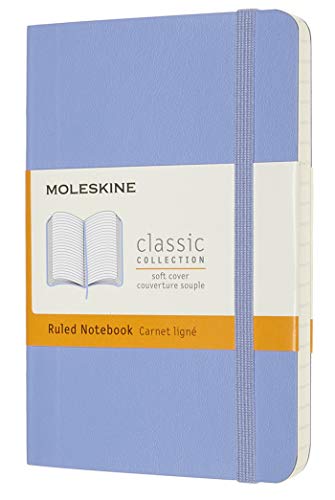 Moleskine Notebook Classic Copertina Morbida - Qaderno a Pagine Rigate , Pocket, Blu (Ortensia)