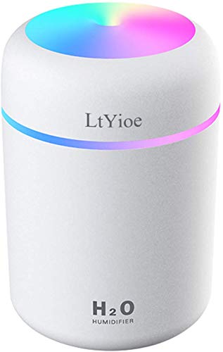 LtYioe - Mini umidificatore da scrivania per auto, ufficio, camera da letto, ecc. Spegnimento automatico, 2 modalità di nebbia, super silenzioso (bianco)