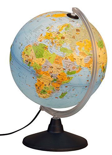 Idena 22059 – Bambini Mappamondo con Immagini di Animali, Giocattoli educativi, Diametro 30 cm