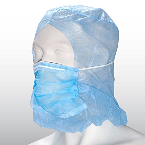 50 x op-aspirante con di cappa astronauta - blu - polipropilene - con integrato a 2 strati di protezione della bocca [infermiere Cappe] - colore: blu