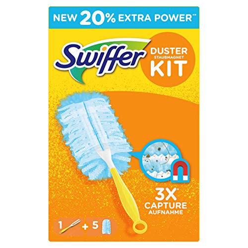 Swiffer Duster Kit Catturapolvere, 1 Manico + 5 Dry Cloths Ricambi