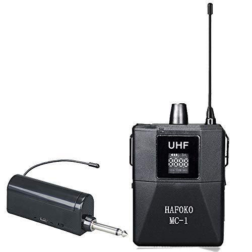 HAFOKO MC1 UHF 48 Canali Senza Fili Lavalier Microfono Wireless Videocamera Microfono compatibile per fotocamera DSLR Smartphone per Programmi di Registrazione Video Hosting Insegnamento e Intervista