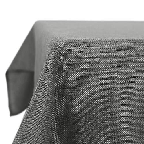 Deconovo Tovaglia Rettangolare Impermeabile Antimacchia in Tessuto Lino Finto Decorazione per Feste 130x240cm Grigio Scuro