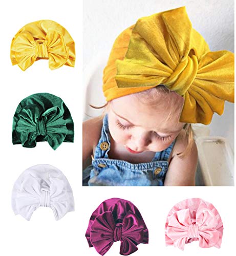 5 pezzi Bambini Baby Indian Turban, fasce per capelli con nodo turbante per neonati,elastico avvolgere la testa avvolgere infantile turbante bambino neonato ragazza fascia