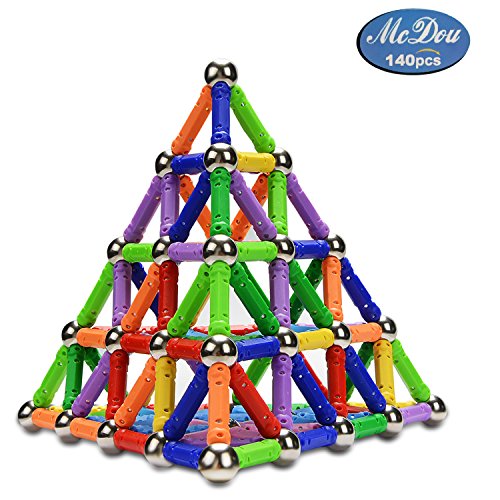 McDou Bastoncini magnetici, Bastoncini magnetici e Sfere 140PCS, Bastoncini magnetici da Costruzione, Giocattoli magnetici da Costruzione, Bastoncini magnetici Bastoncini educativi per Bambini