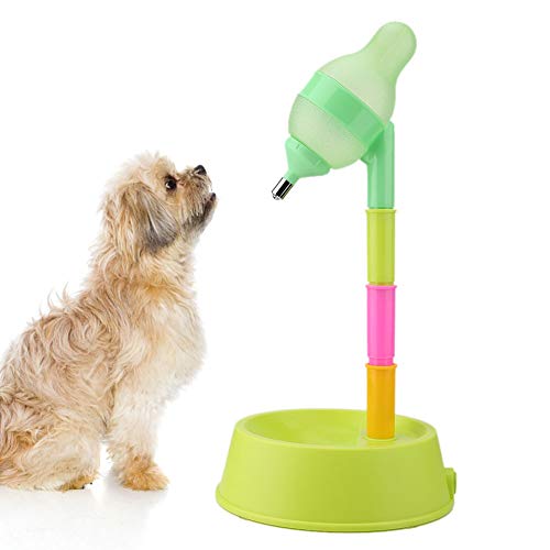 Wosume Dispenser di Acqua d'alimentazione per Animali Domestici in Piedi, Dispenser di Acqua stagnante per Animali Domestici Cat Dog Standing Bowl Altezza Regolabile(Base Verde)