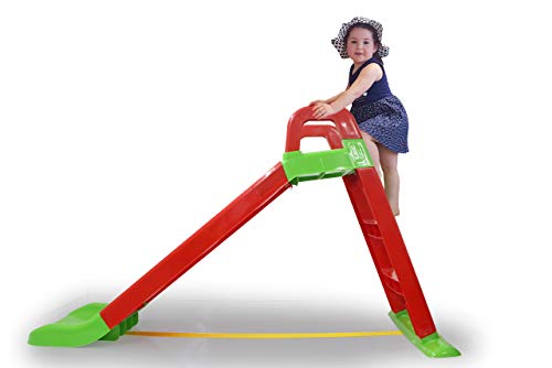 Jamara 460501 - Scivolo Funny Slide, in materiale durevole, con erogazione antiscivolo per atterraggio delicato, gradini ampi e maniglie di sicurezza, colore: Rosso, 145 x 59 x 79 cm